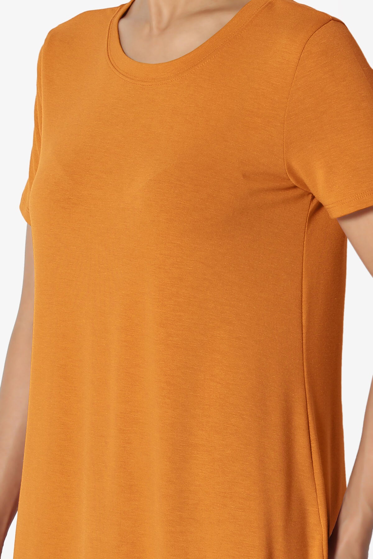 Tristan Essential Short Sleeve Round Hem Top D. MUSTARD_5