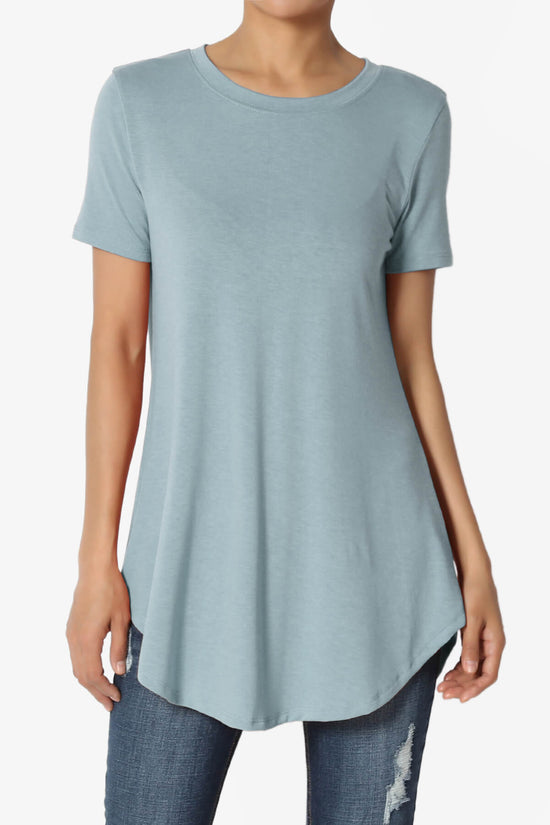 Tristan Essential Short Sleeve Round Hem Top DUSTY BLUE_1