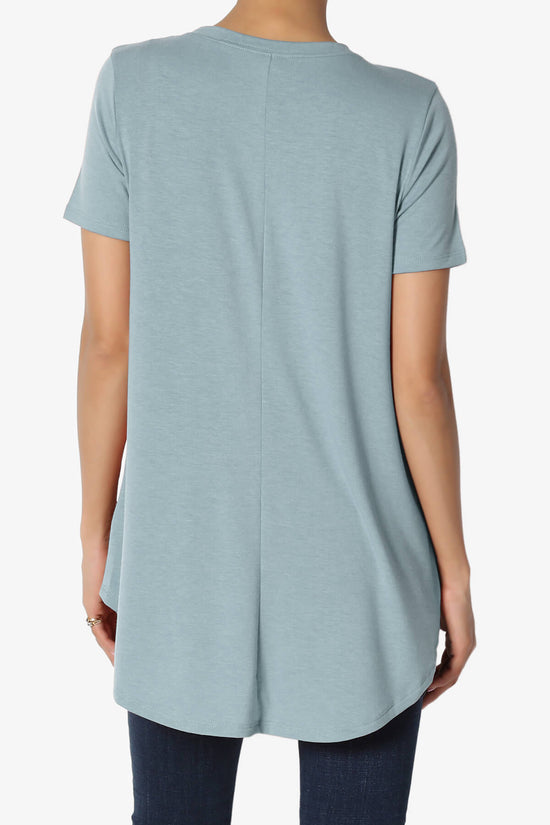 Tristan Essential Short Sleeve Round Hem Top DUSTY BLUE_2