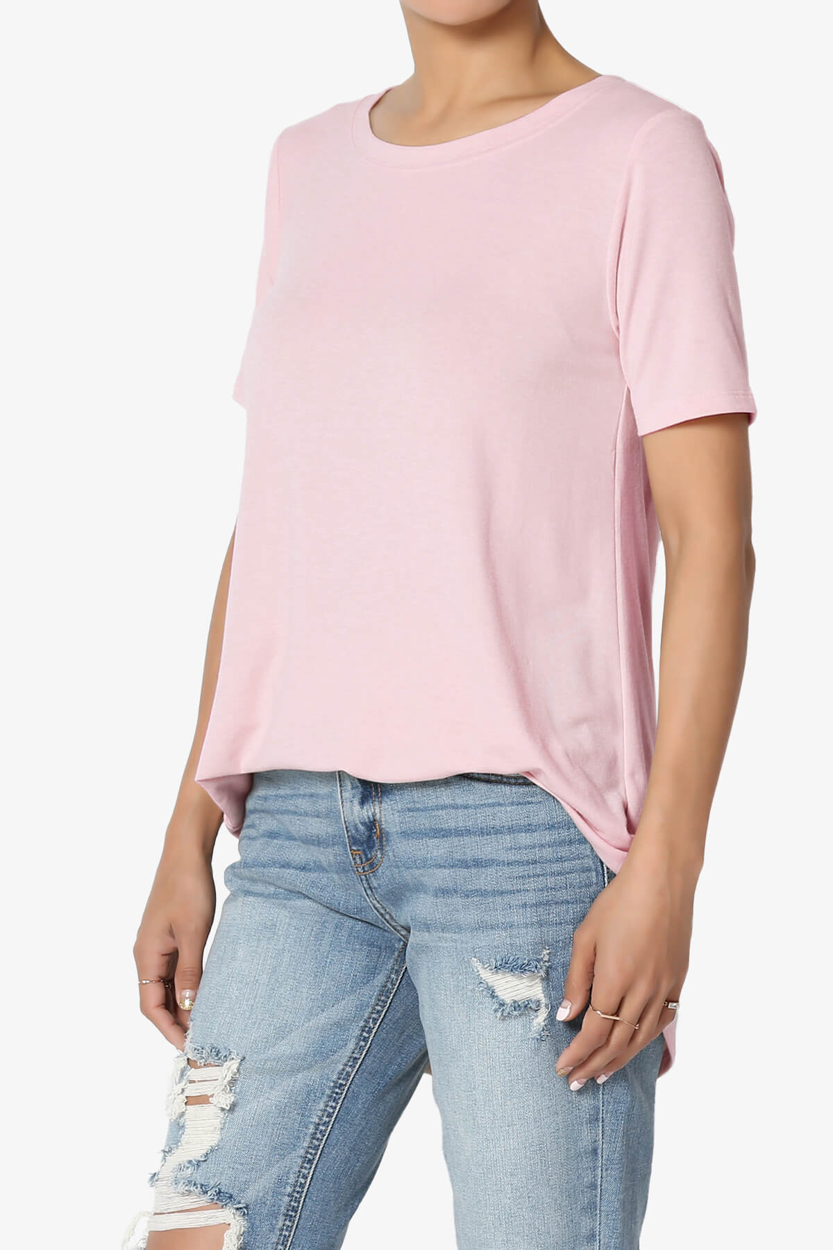 Tristan Essential Short Sleeve Round Hem Top DUSTY PINK_3