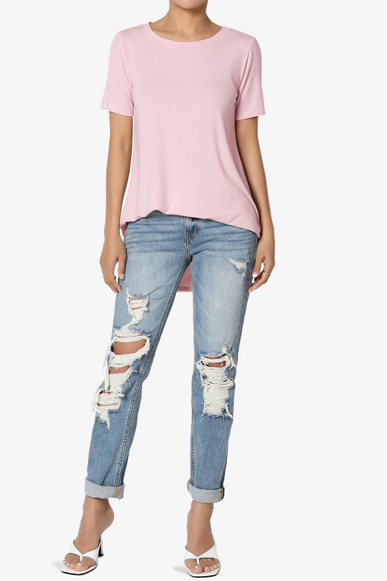 Tristan Essential Short Sleeve Round Hem Top DUSTY PINK_6