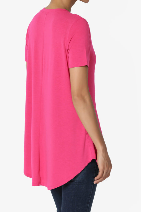 Tristan Essential Short Sleeve Round Hem Top HOT PINK_4