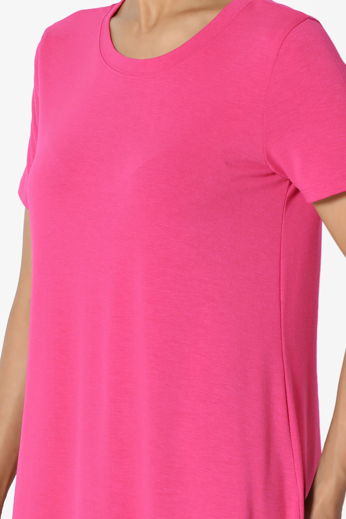 Tristan Essential Short Sleeve Round Hem Top HOT PINK_5