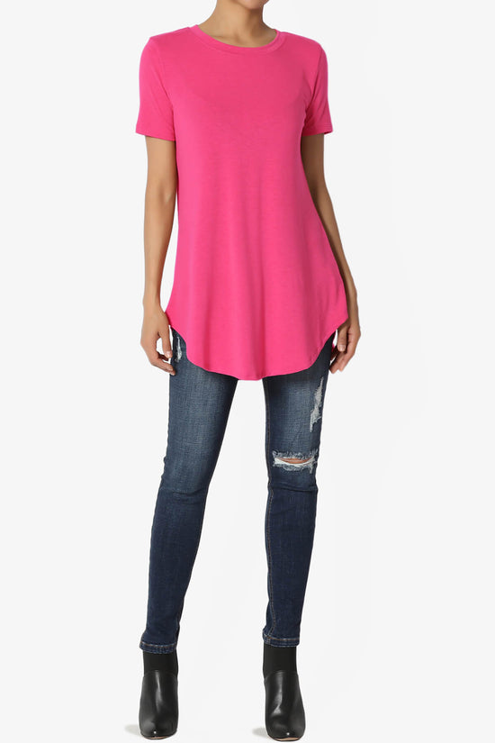Tristan Essential Short Sleeve Round Hem Top HOT PINK_6