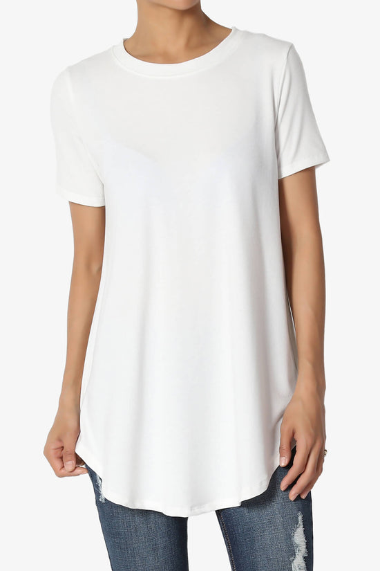 Tristan Essential Short Sleeve Round Hem Top IVORY_1