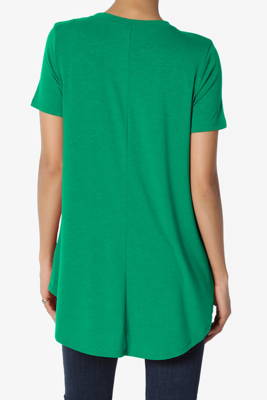 Tristan Essential Short Sleeve Round Hem Top KELLY GREEN_2