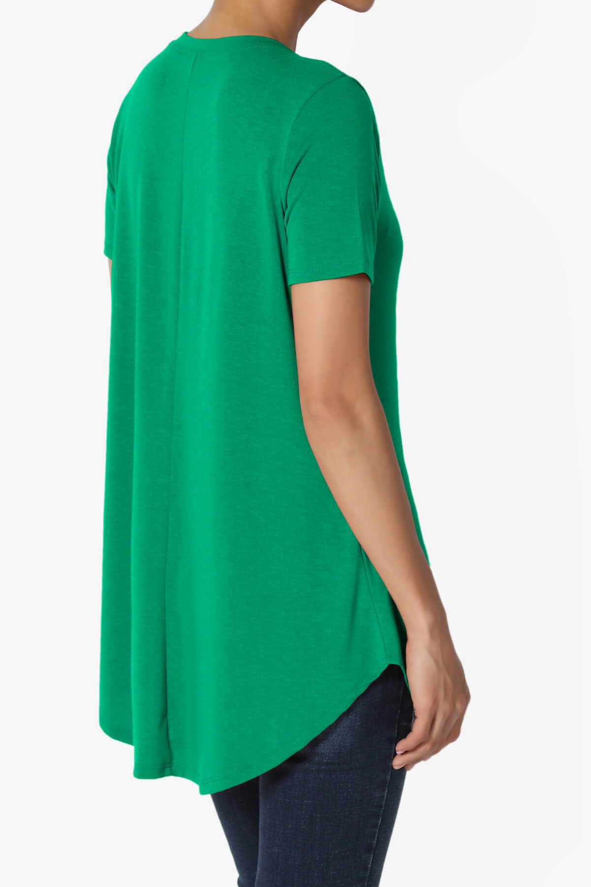 Tristan Essential Short Sleeve Round Hem Top KELLY GREEN_4