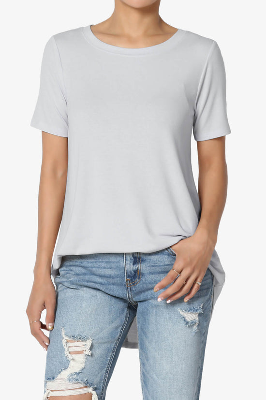 Tristan Essential Short Sleeve Round Hem Top LIGHT GREY_1