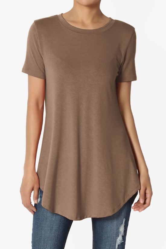 Tristan Essential Short Sleeve Round Hem Top MOCHA_1
