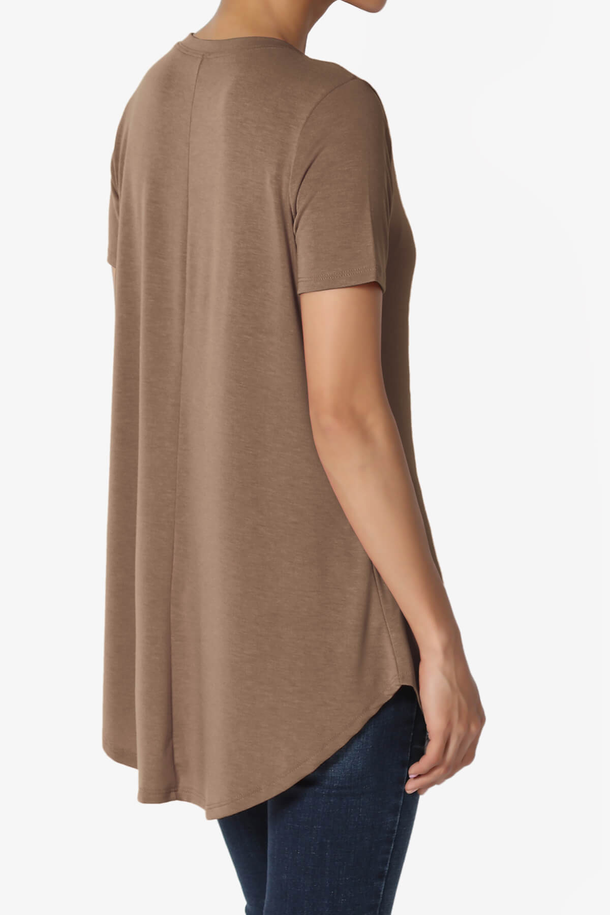 Tristan Essential Short Sleeve Round Hem Top MOCHA_4