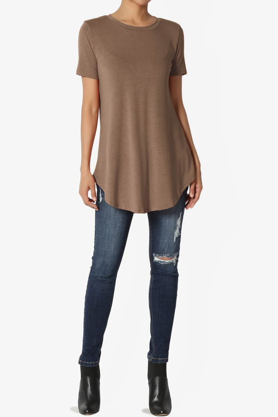 Tristan Essential Short Sleeve Round Hem Top MOCHA_6