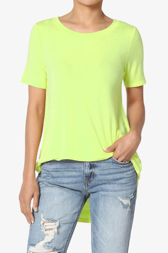 Tristan Essential Short Sleeve Round Hem Top NEON GREEN_1
