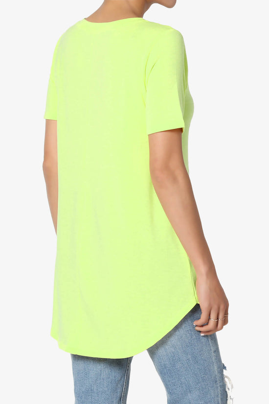 Tristan Essential Short Sleeve Round Hem Top NEON GREEN_4