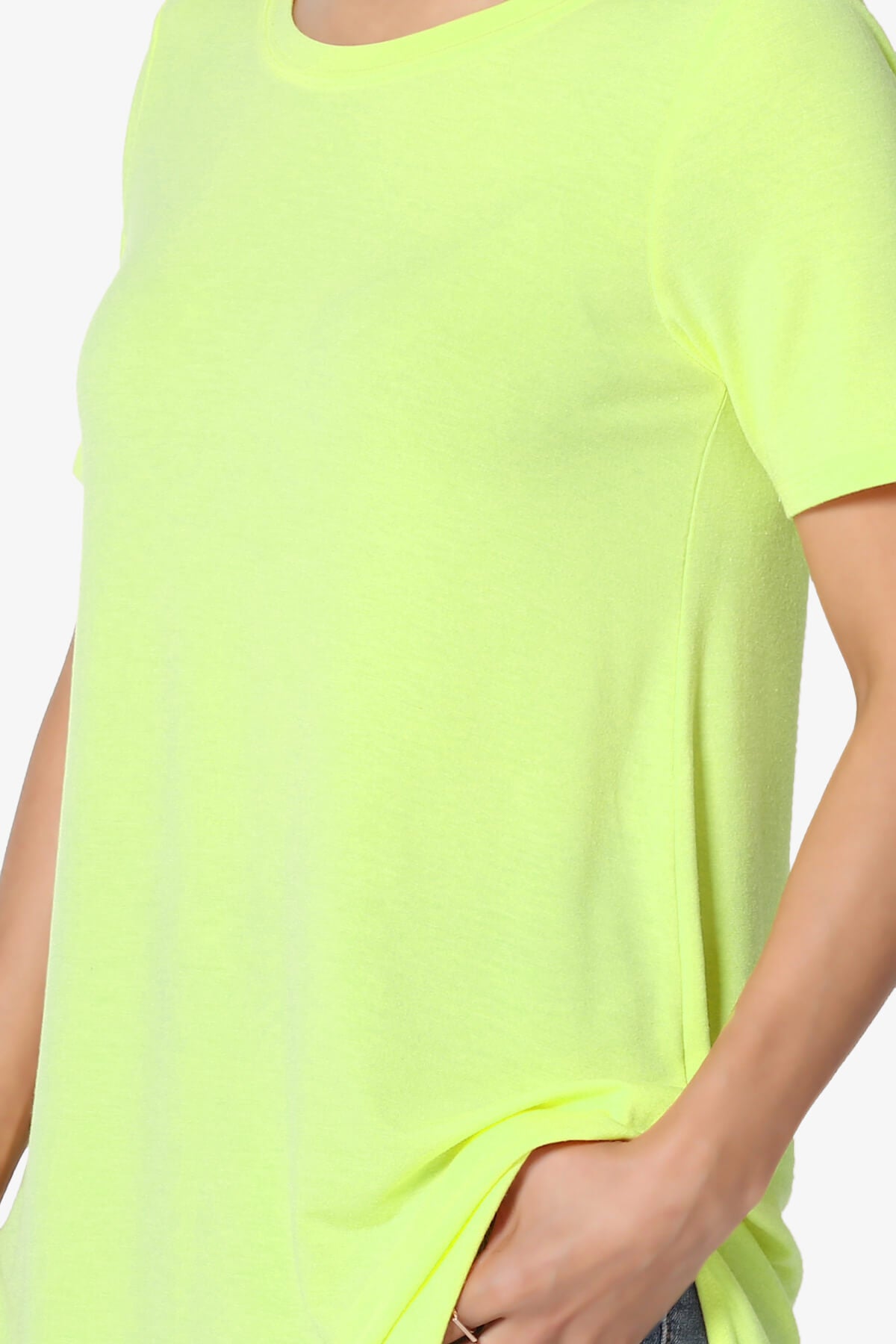 Tristan Essential Short Sleeve Round Hem Top NEON GREEN_5