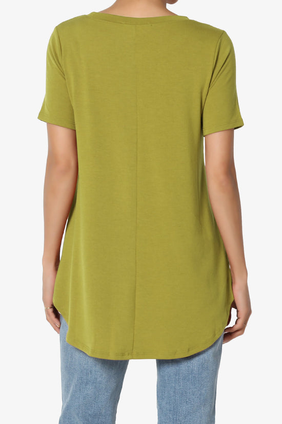 Tristan Essential Short Sleeve Round Hem Top OLIVE MUSTARD_2