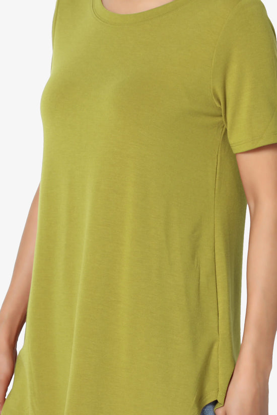 Tristan Essential Short Sleeve Round Hem Top OLIVE MUSTARD_5