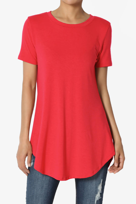 Tristan Essential Short Sleeve Round Hem Top RED_1