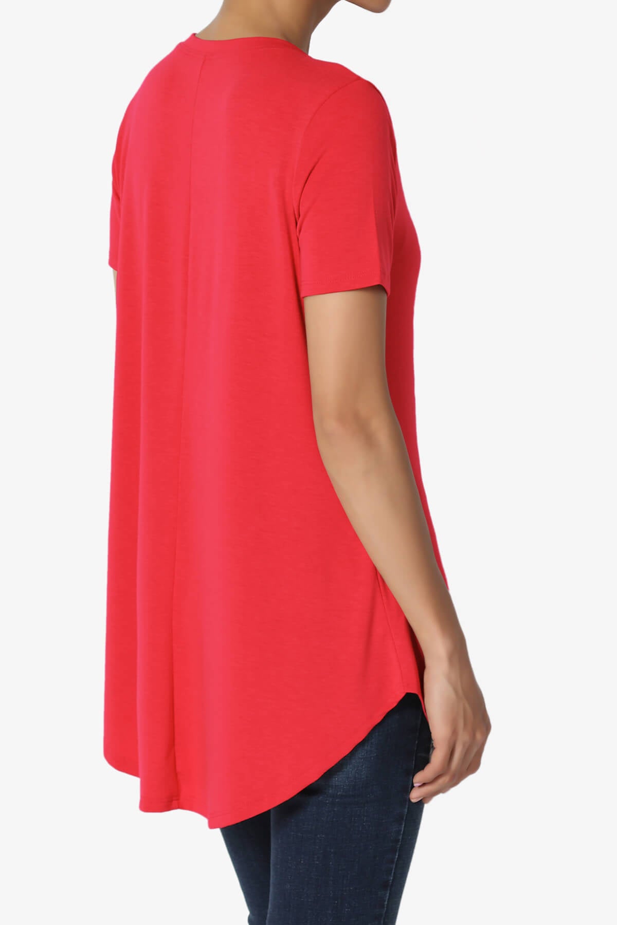 Tristan Essential Short Sleeve Round Hem Top RED_4