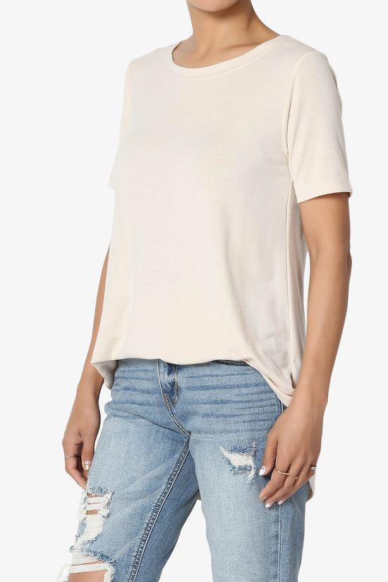 Tristan Essential Short Sleeve Round Hem Top TAUPE_3