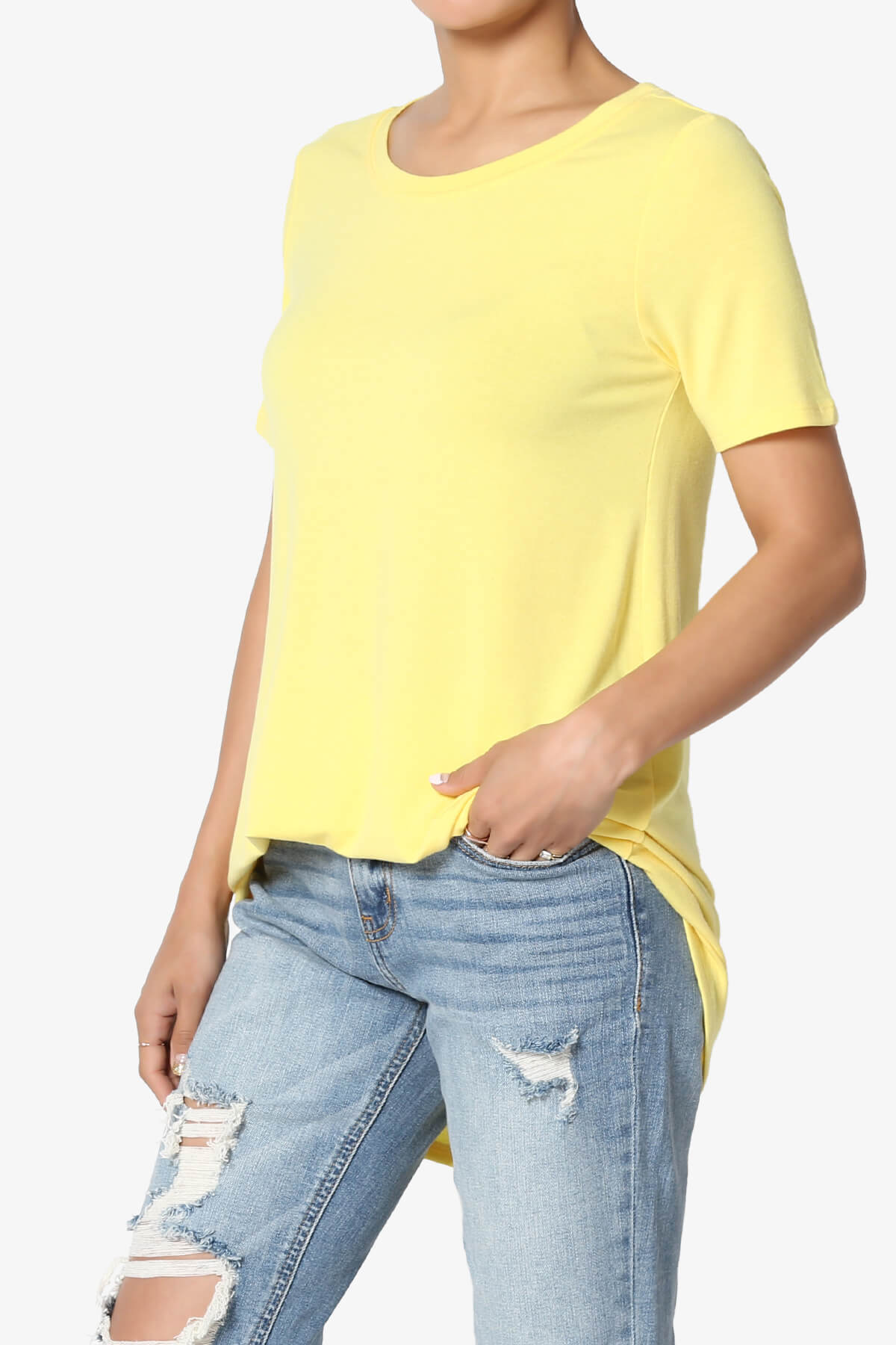 Tristan Essential Short Sleeve Round Hem Top YELLOW_3