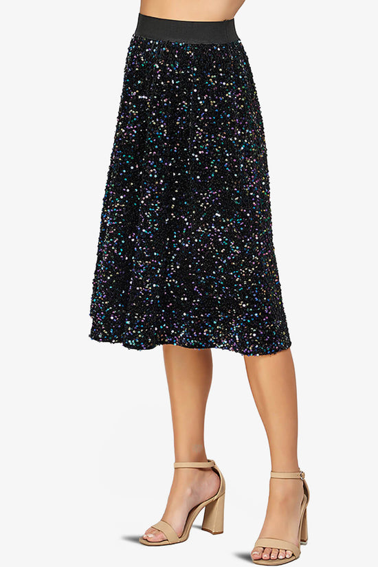 Ulyana Sequin A-Line Midi Skirt BLACK_3