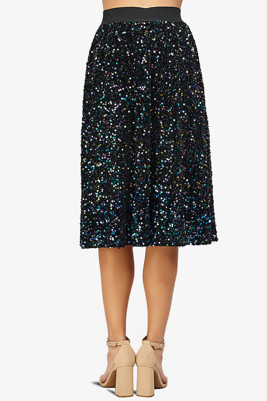Ulyana Sequin A-Line Midi Skirt BLACK_4