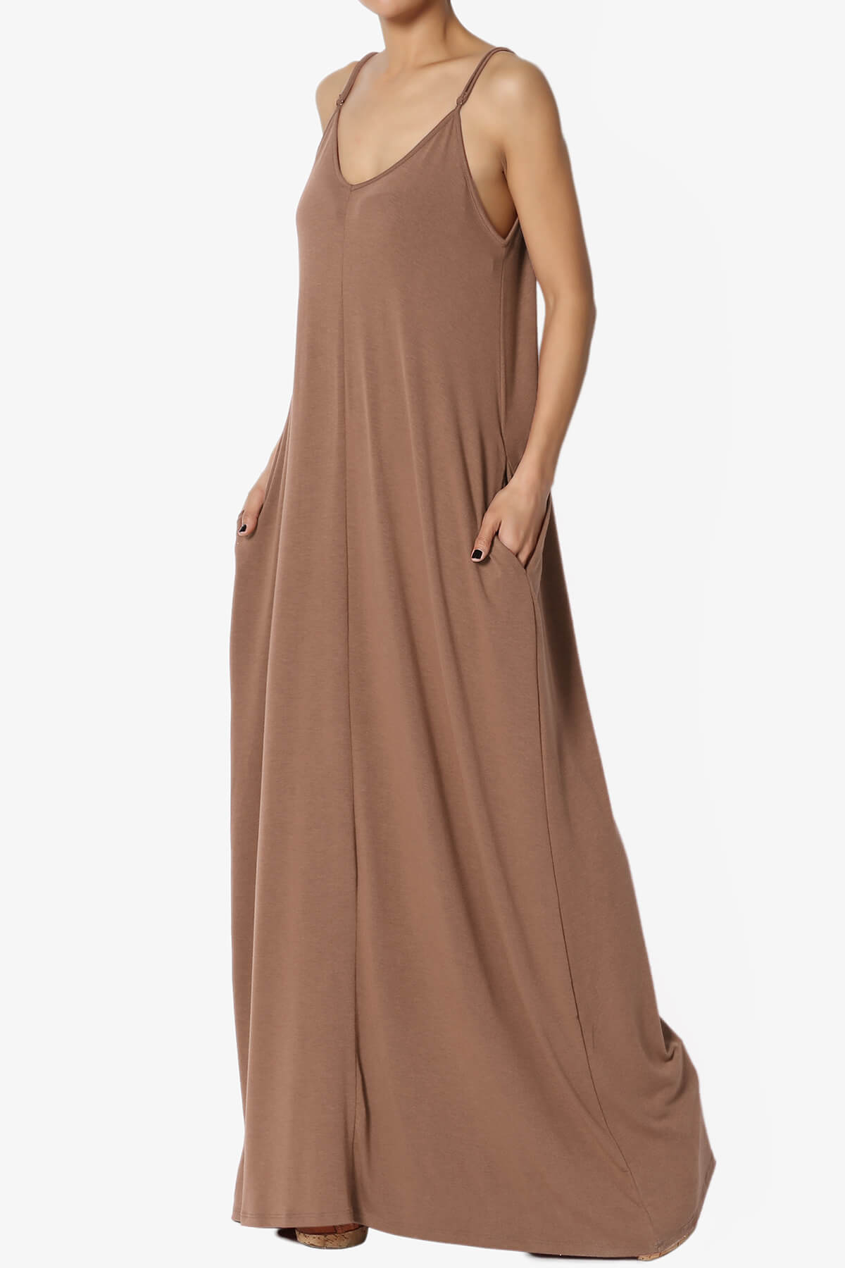 Venus Pocket Cami Maxi Dress COCOA_1