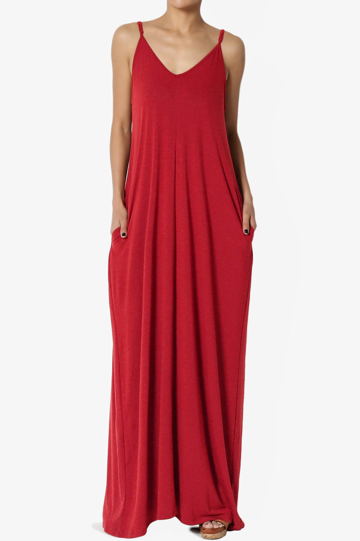 Venus Pocket Cami Maxi Dress DARK RED_3