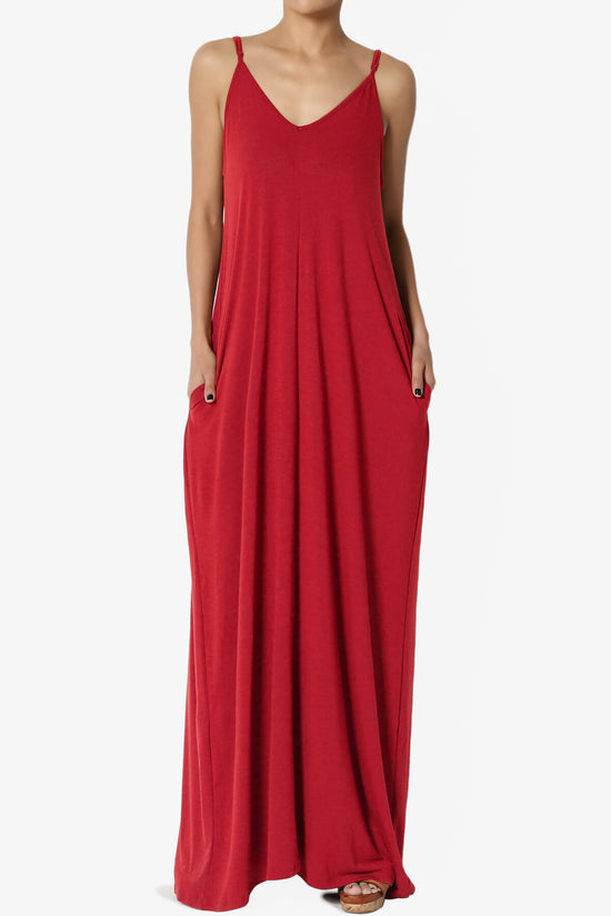 Venus Pocket Cami Maxi Dress DARK RED_3