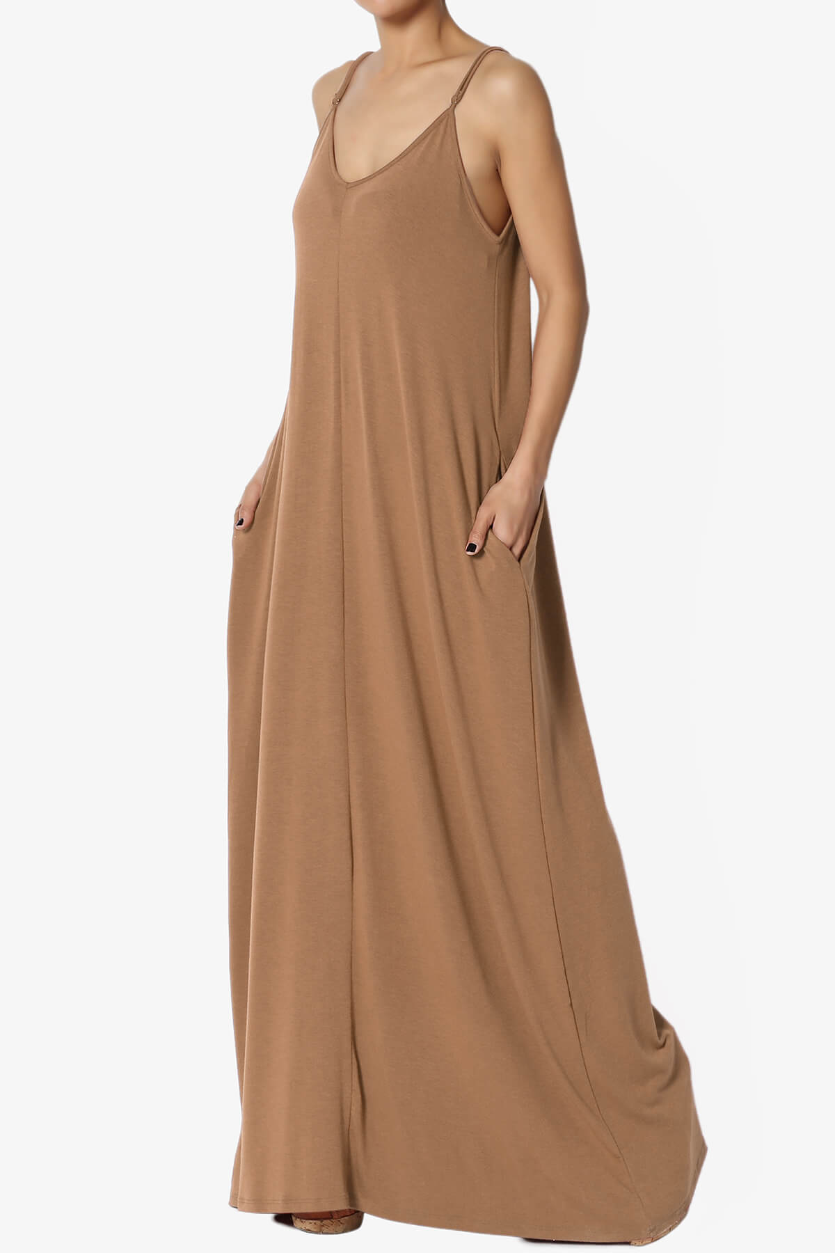 Venus Pocket Cami Maxi Dress DEEP CAMEL_1
