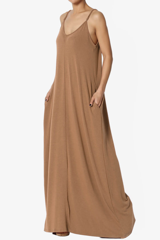 Venus Pocket Cami Maxi Dress DEEP CAMEL_1
