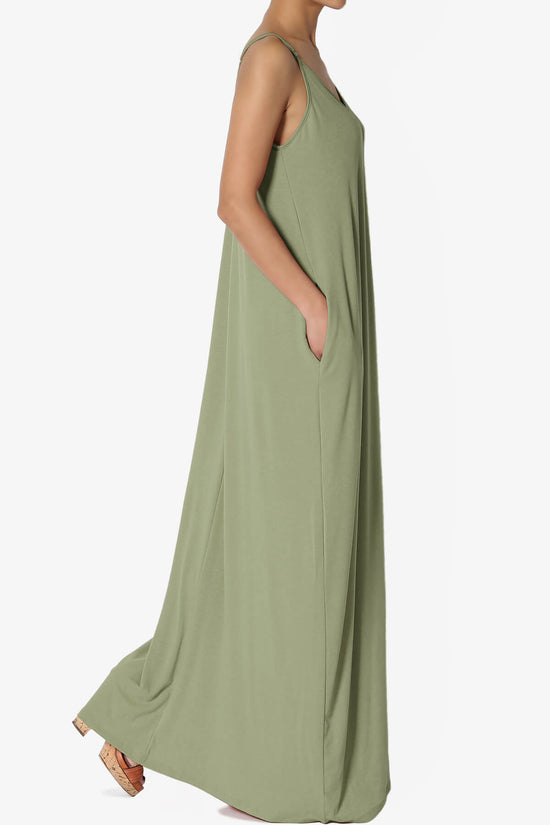 Venus Pocket Cami Maxi Dress DUSTY OLIVE_4