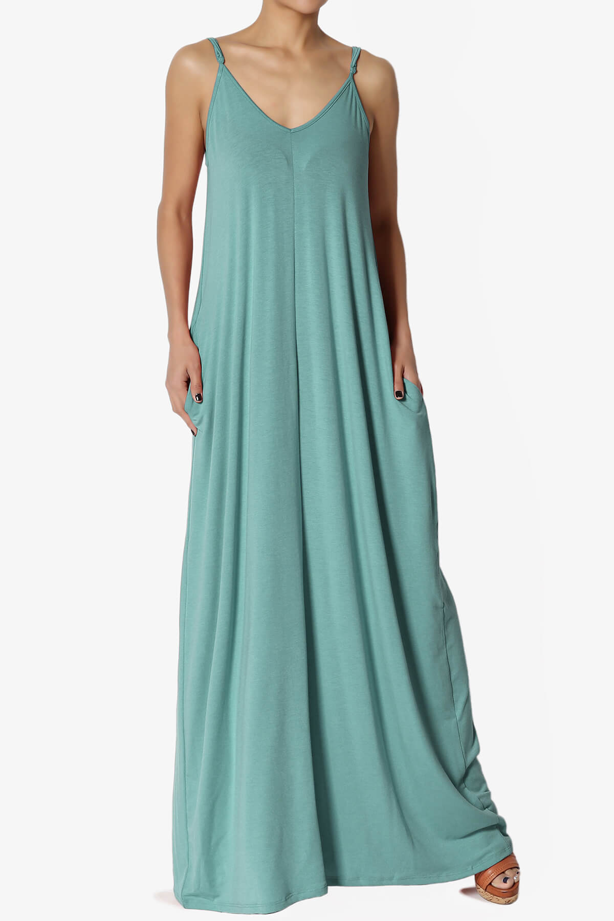 Venus Pocket Cami Maxi Dress DUSTY TEAL_1