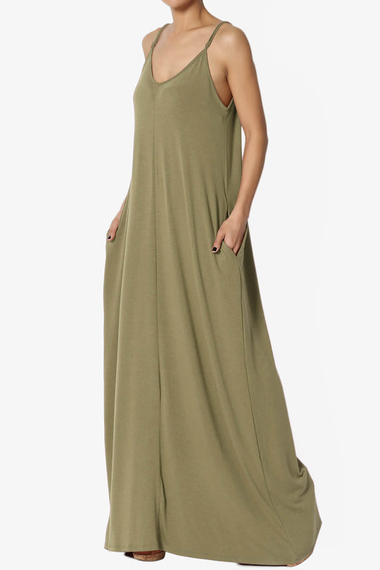 Venus Pocket Cami Maxi Dress KHAKI GREEN_1