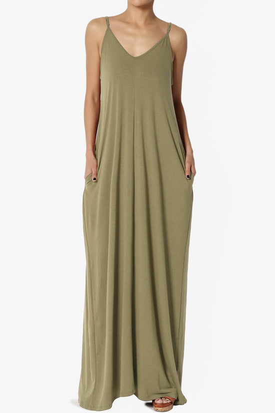 Venus Pocket Cami Maxi Dress KHAKI GREEN_3
