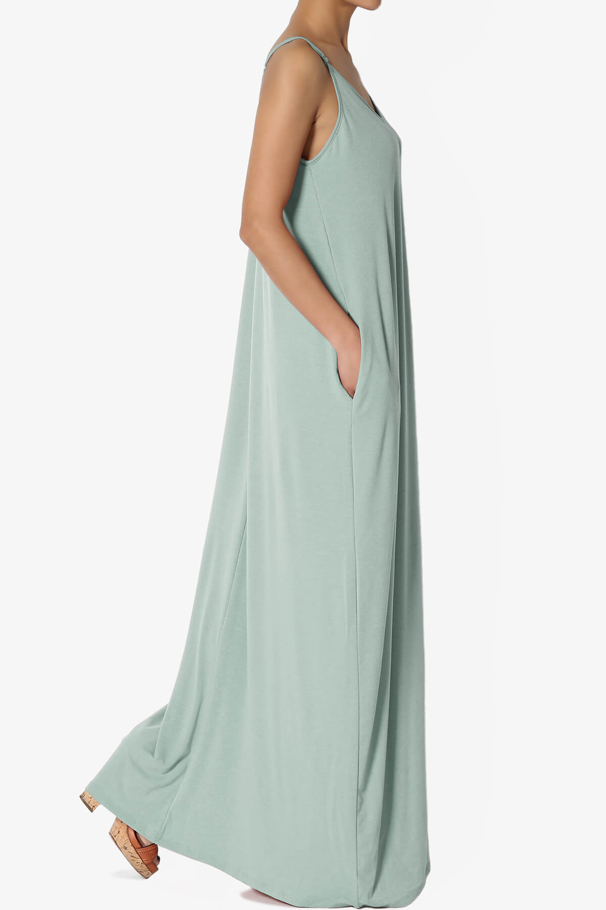 Venus Pocket Cami Maxi Dress LIGHT GREEN_4