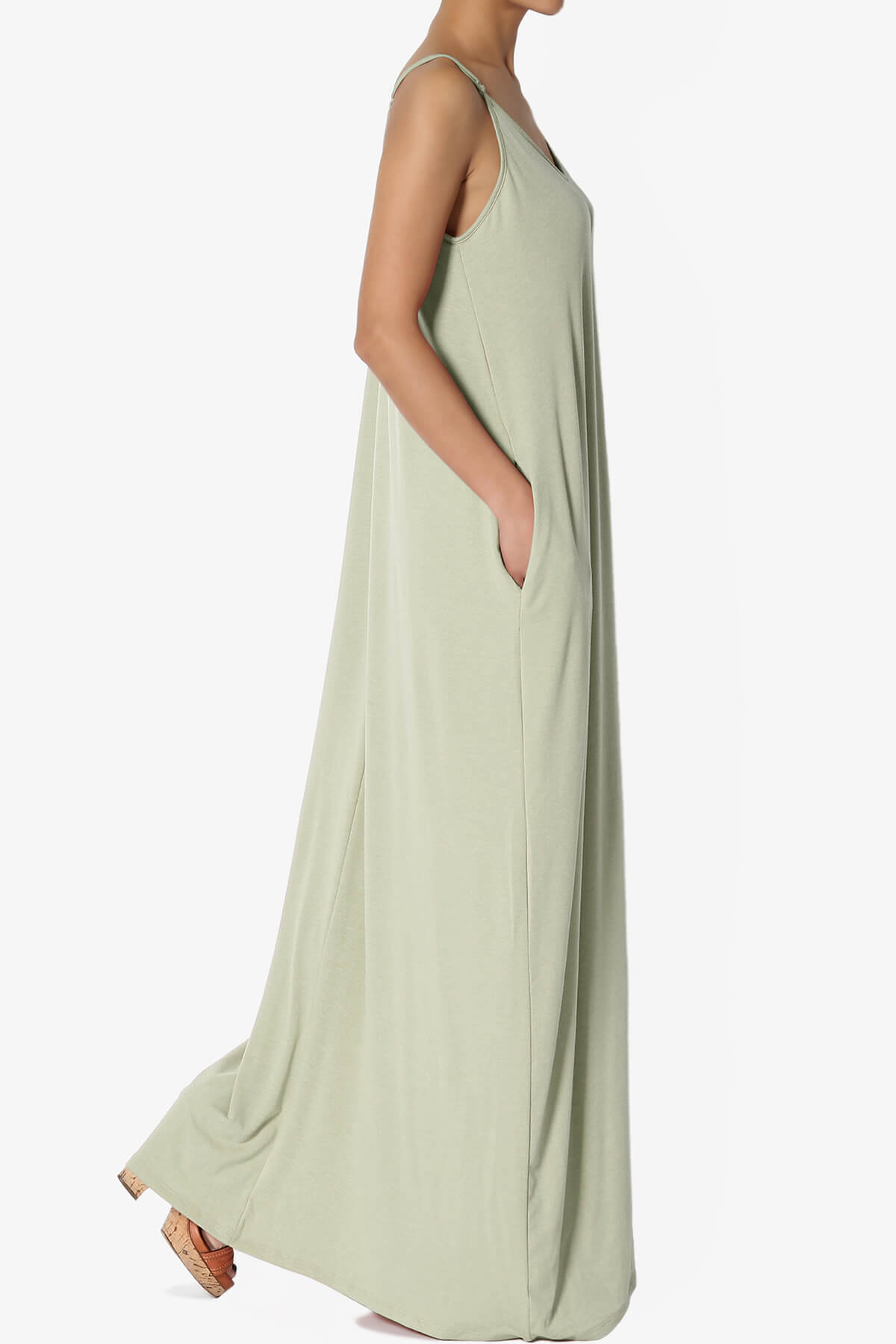 Venus Pocket Cami Maxi Dress LIGHT SAGE_4