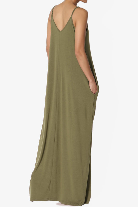 Venus Pocket Cami Maxi Dress OLIVE KHAKI_4