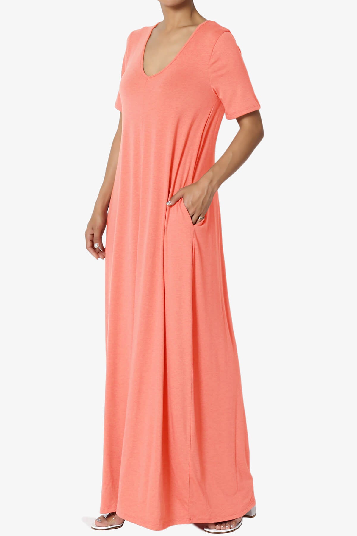 Vina Pocket Oversized Maxi Dress CORAL_3