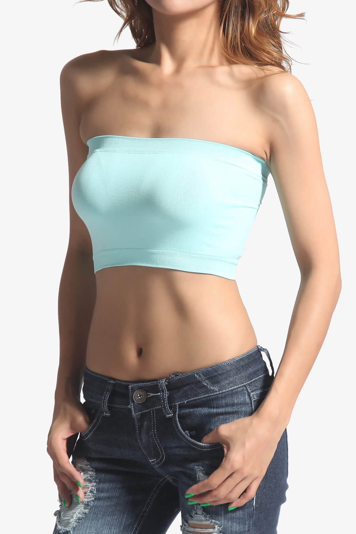 Wendi Seamless Crop Bandeau AQUA_1