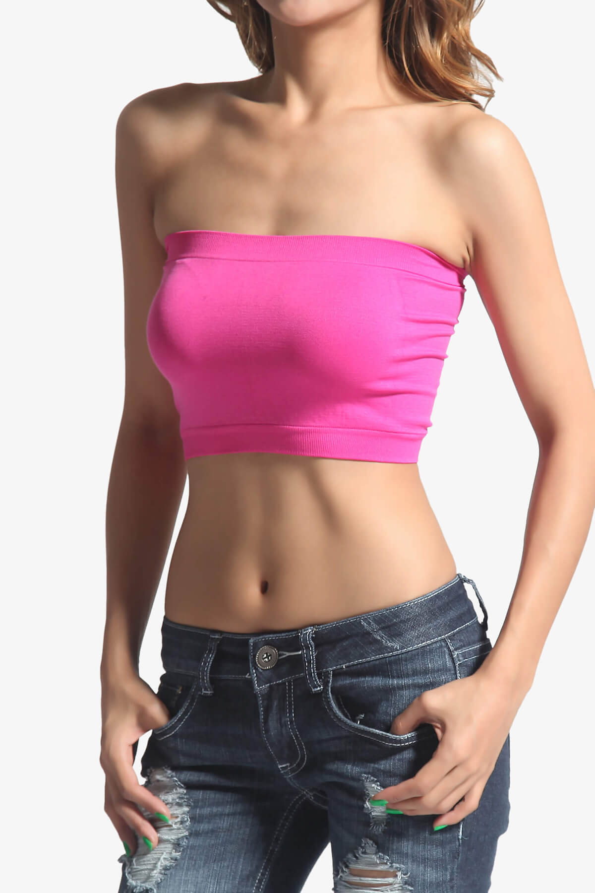 Wendi Seamless Crop Bandeau FUCHSIA_1