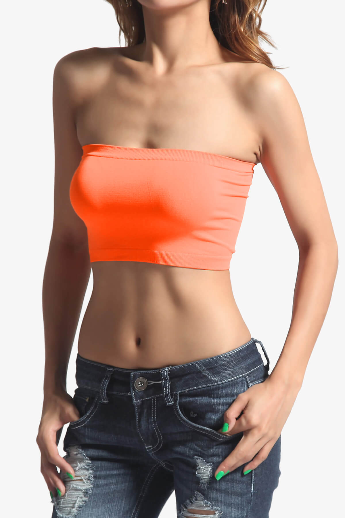 Wendi Seamless Crop Bandeau NEON ORANGE_1