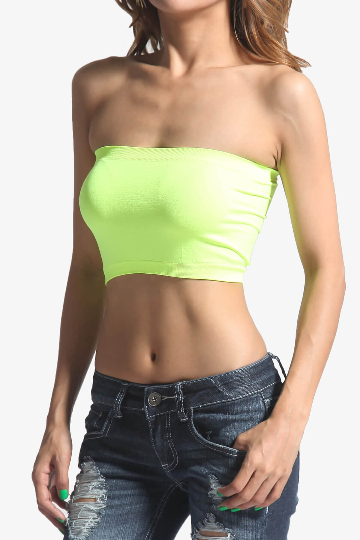 Wendi Seamless Crop Bandeau NEON YELLOW_1