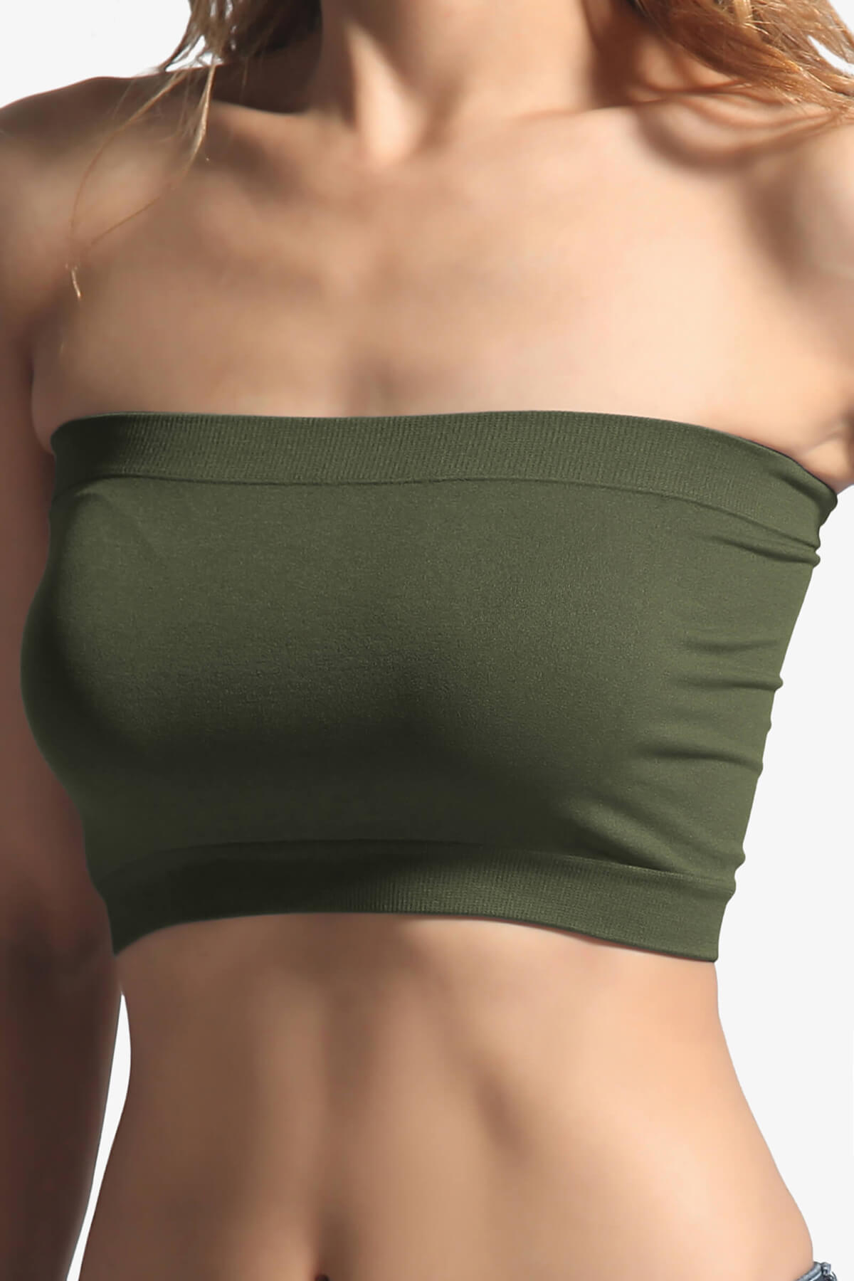 Wendi Seamless Crop Bandeau OLIVE_2