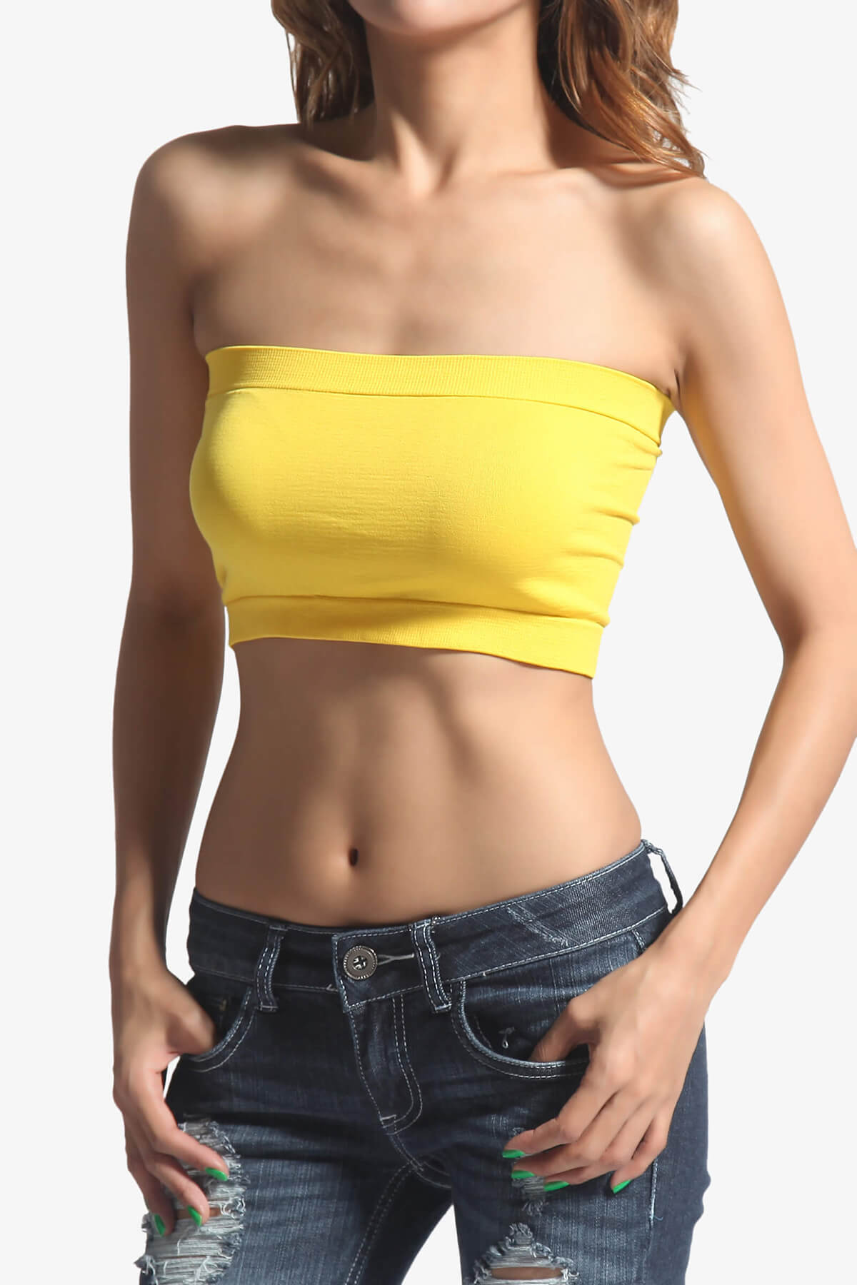 Wendi Seamless Crop Bandeau YELLOW_1
