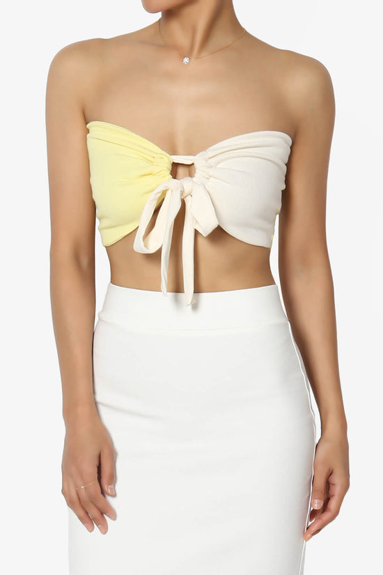Whitney Colorblock Tie Front Bandeau Top BANANA AND IVORY_1