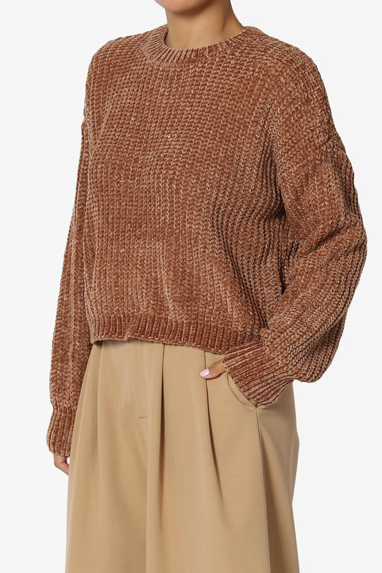 Zeeta Soft Chenille Crop Sweater DEEP CAMEL_3