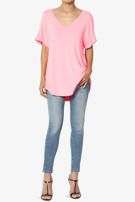 Tracey Wide V-Neck Jersey Top PLUS