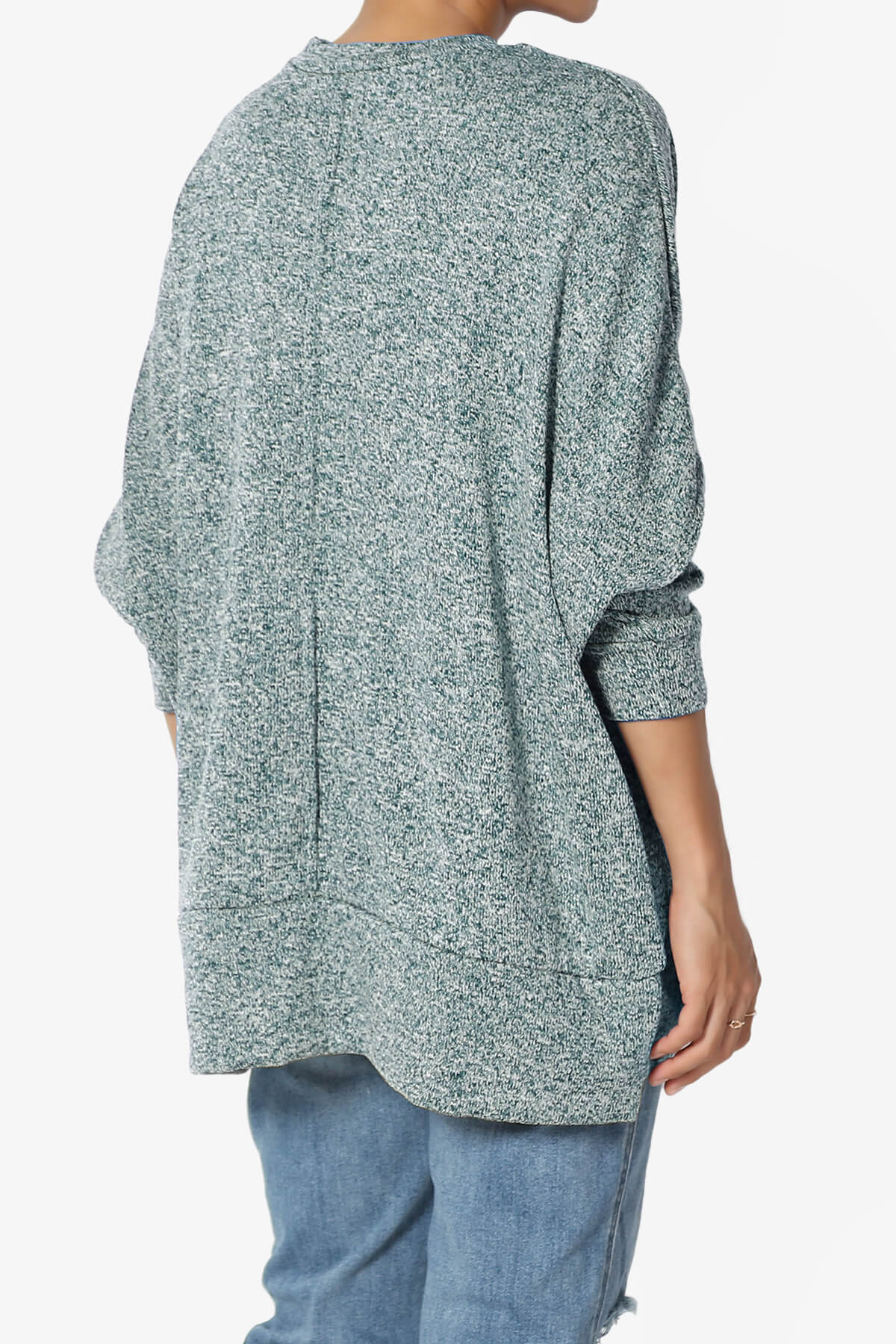 Forge Melange Knit Hi-Low Pocket Sweater PLUS