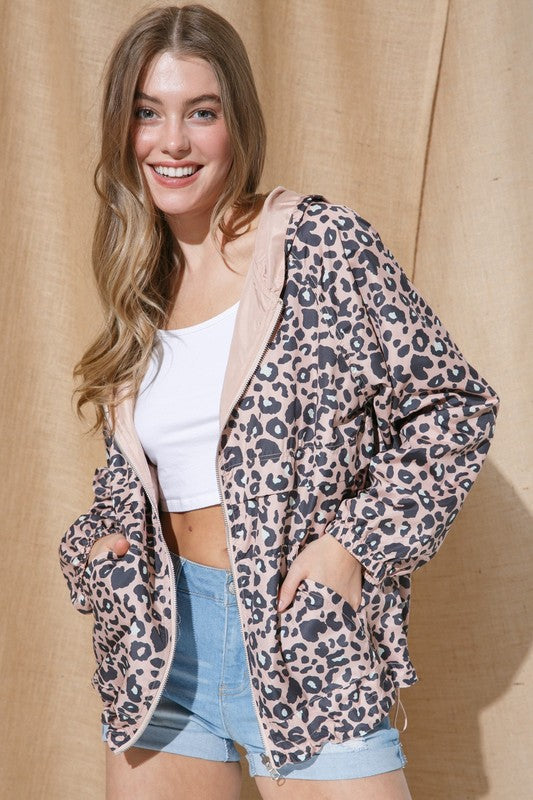 Sweet Generis REVERSIBLE CONTRAST PRINT ZIP UP WINDBREAKER HOODIE